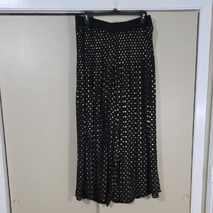 Melissa Paige Black Wide Leg Palazzo Pants with Gold Dots Size 2X